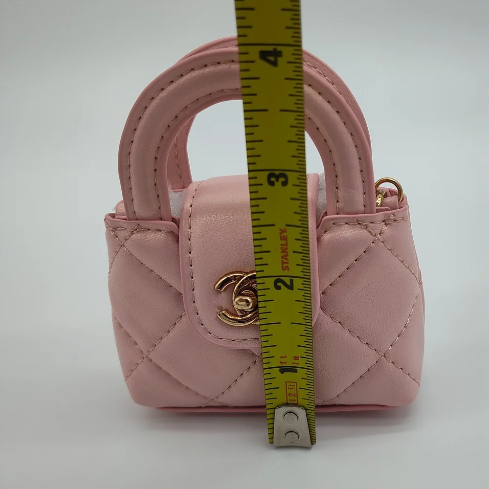 CHANEL Mini Bag Earbud Holder Blush Pink Gold CC Chain Micro Bag Charm Gift GWP - Picture 5 of 6